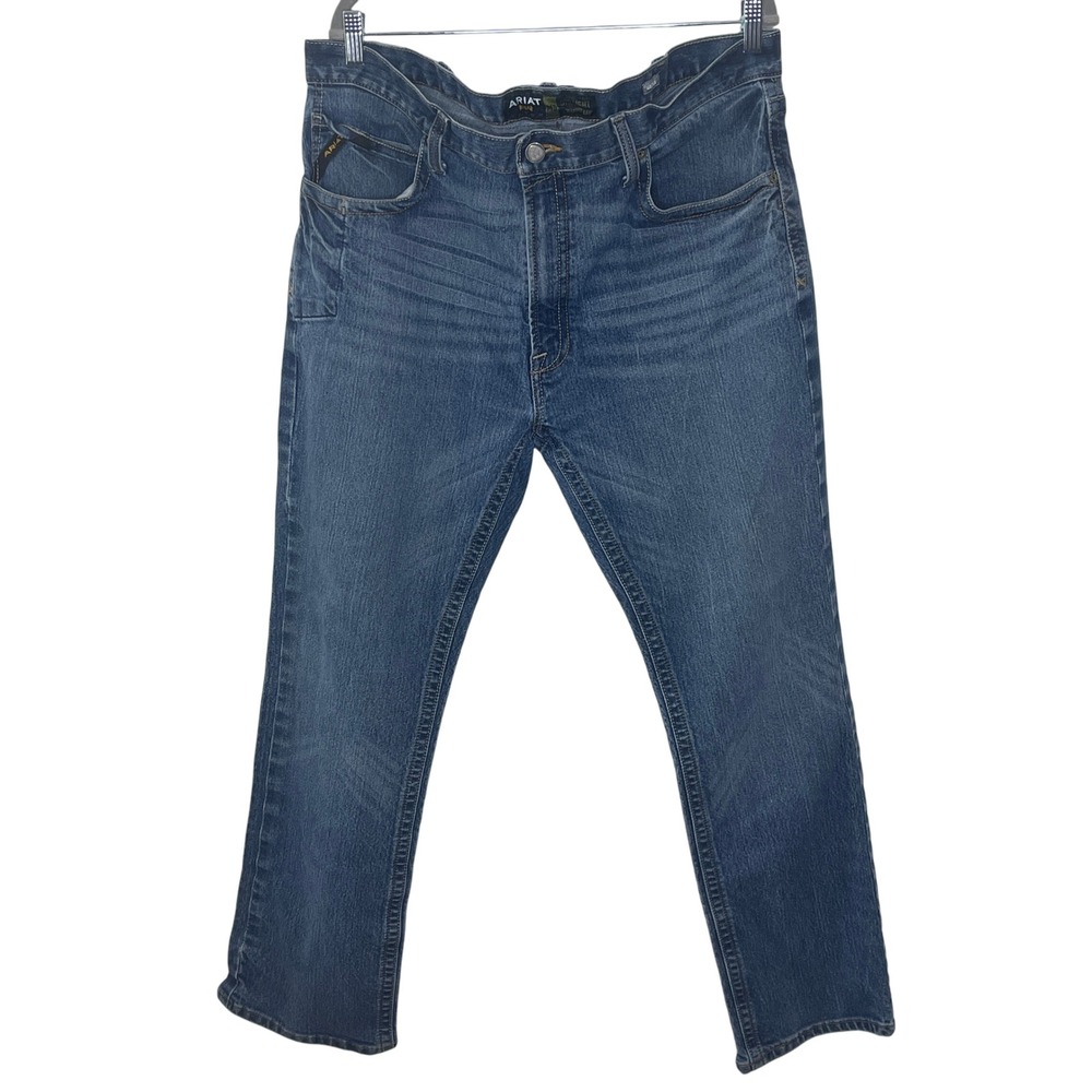 ARIAT REBAR Straight Leg Jeans Men Size 40x32 Blue Denim Workwear